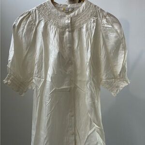 Boden Cream Blouse with Puff Sleeves